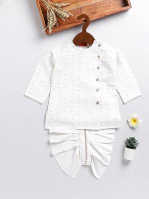  infant  white and gold viscose blend kurta and dhoti set 2