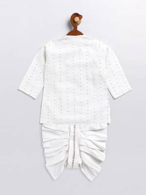  infant  white and gold viscose blend kurta and dhoti set 3