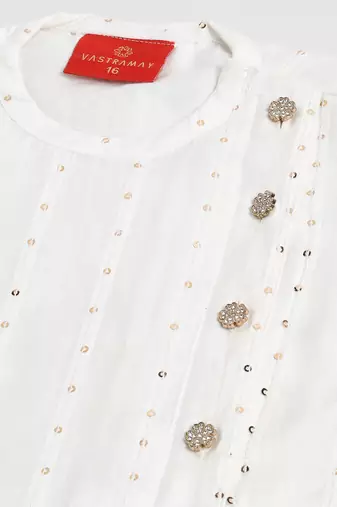  infant  white and gold viscose blend kurta and dhoti set
