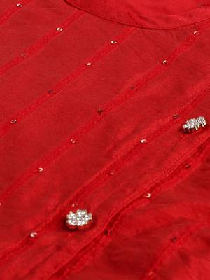 infant  red and gold viscose blend kurta and dhoti set 4