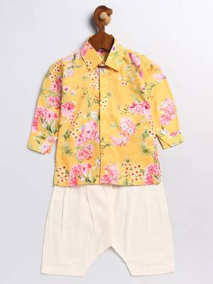  infant  multicolor base yellow muslin kurta patiala set 2