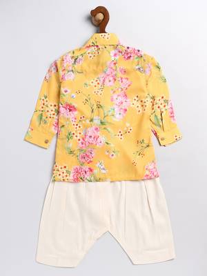  infant  multicolor base yellow muslin kurta patiala set 3