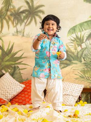  infant  multicolor base aqua muslin kurta patiala set 1