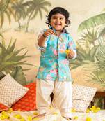  infant  multicolor base aqua muslin kurta patiala set
