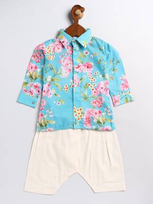  infant  multicolor base aqua muslin kurta patiala set 2