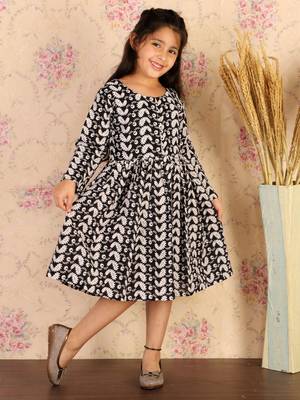 girls' black ethnic dress 1