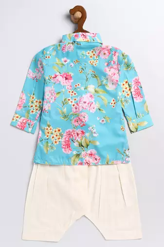  infant  multicolor base aqua muslin kurta patiala set