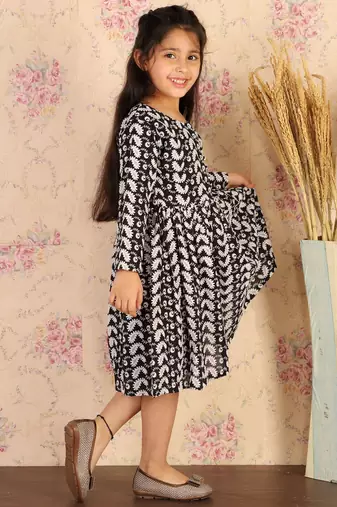 girls' black ethnic dress