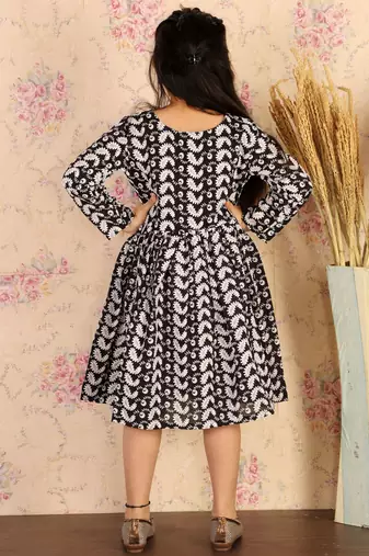 girls' black ethnic dress