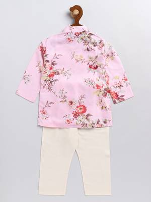  infant  multicolor base pink muslin kurta pyjama set 3