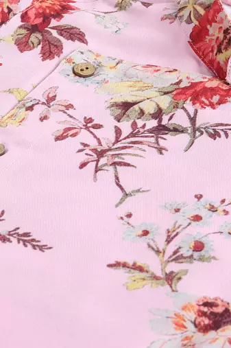  infant  multicolor base pink muslin kurta pyjama set