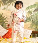  infant  multicolor base cream muslin kurta pyjama set