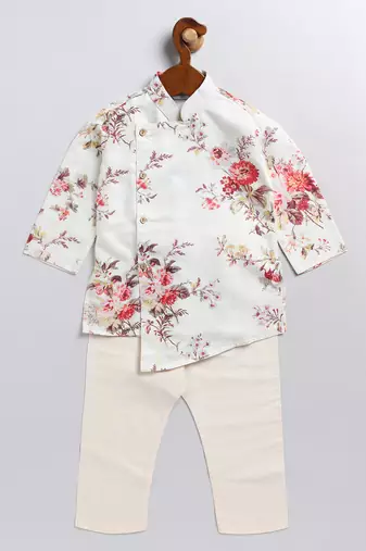  infant  multicolor base cream muslin kurta pyjama set