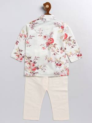  infant  multicolor base cream muslin kurta pyjama set 3