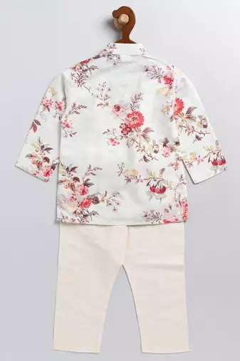  infant  multicolor base cream muslin kurta pyjama set