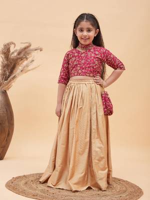  girls' frusia pink and rose gold lehenga set 1