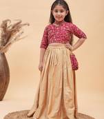  girls' frusia pink and rose gold lehenga set