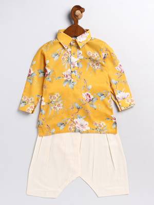  infant  multicolor base yellow muslin kurta patiala set 2