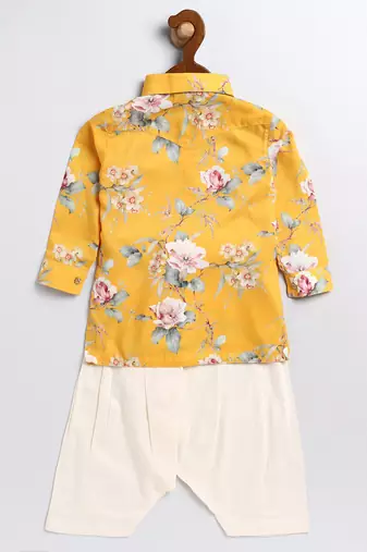  infant  multicolor base yellow muslin kurta patiala set
