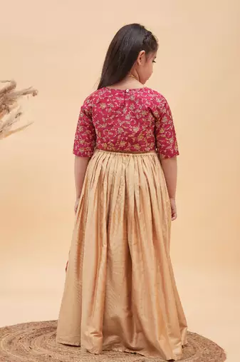  girls' frusia pink and rose gold lehenga set