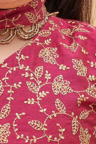 girls' frusia pink and rose gold lehenga set