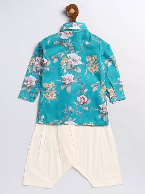  infant  multicolor base turquoise muslin kurta patiala set 3