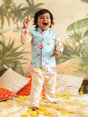  infant  multicolor base aqua - nehru jacket 1