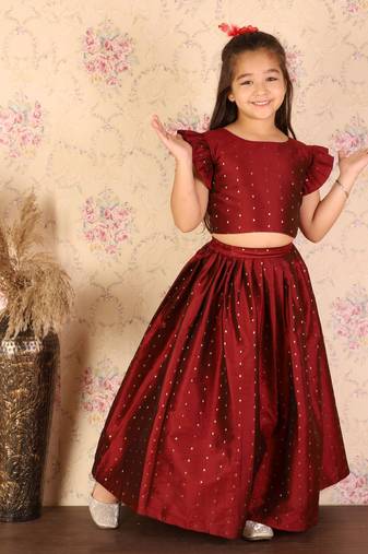  girls' maroon lehenga set