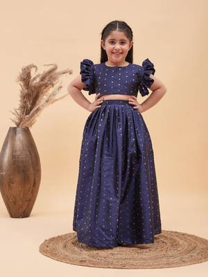  girls' navy blue lehenga set 1