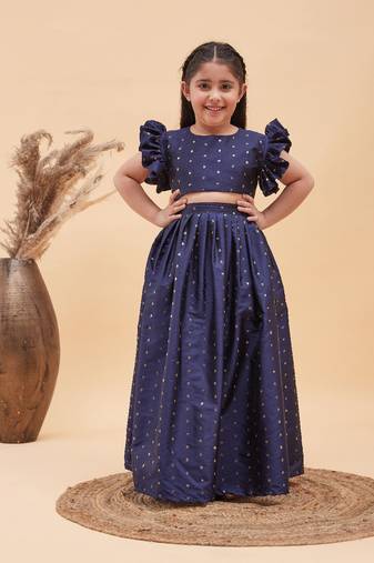  girls' navy blue lehenga set