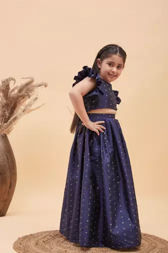  girls' navy blue lehenga set