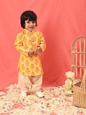  infantmulticolor-base-mustard and cream kurta patiala set 1
