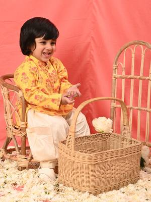  infantmulticolor-base-mustard and cream kurta patiala set 2