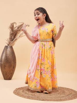  girls' yellow lehenga set 1