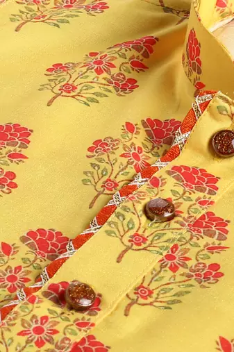  infantmulticolor-base-mustard and cream kurta patiala set