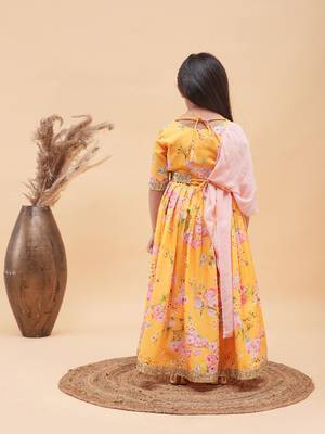  girls' yellow lehenga set 3