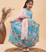  girls' aqua lehenga set
