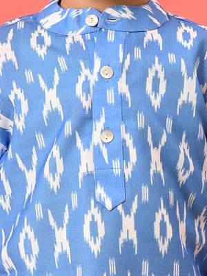  infantaqua blue and white ikkat kurta pyjama set 4