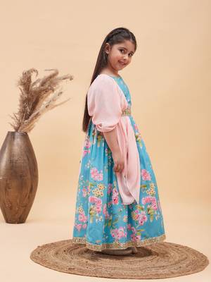  girls' aqua lehenga set 2