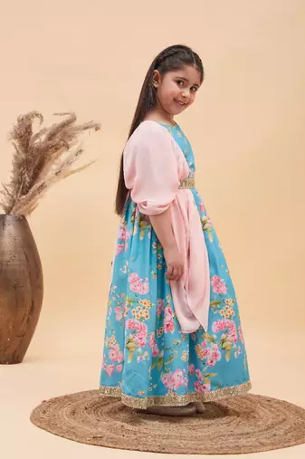  girls' aqua lehenga set