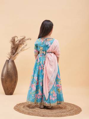  girls' aqua lehenga set 3