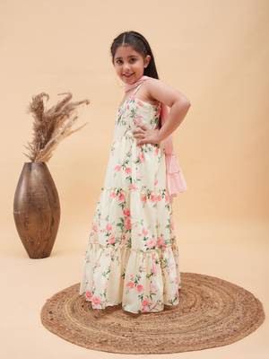  girls' yellow anarkali and dupatta set 2