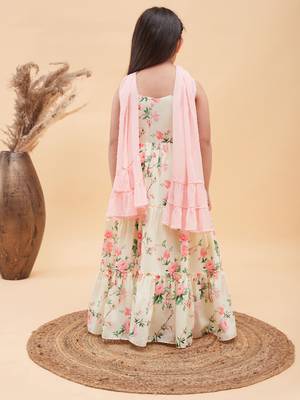  girls' yellow anarkali and dupatta set 3
