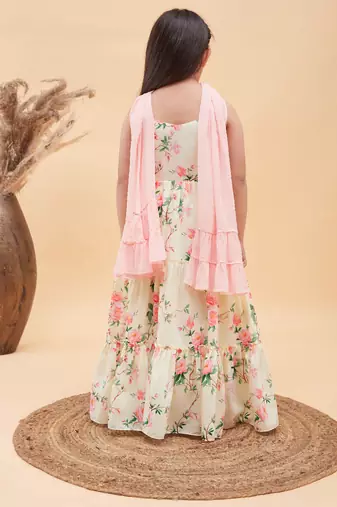  girls' yellow anarkali and dupatta set