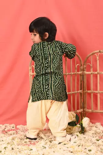  infant  green rayon kurta patiala set