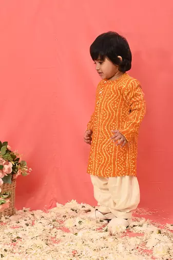  infant  yellow rayon kurta patiala set