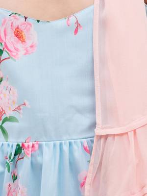  girls' aqua anarkali and dupatta set 4