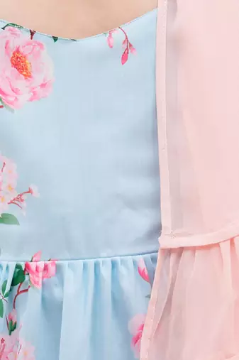  girls' aqua anarkali and dupatta set