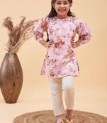 girls' pink and cream kurta and pant set
