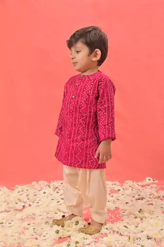  infant  pink rayon kurta patiala set